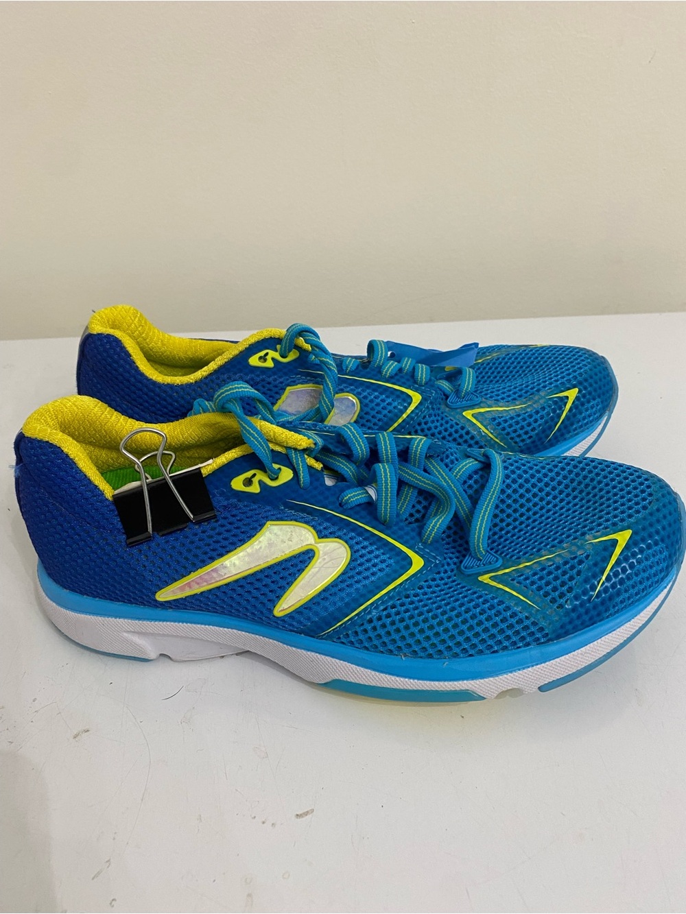 Newton Women’s Teal-Blue Mesh Running Shoes with Yellow Accents